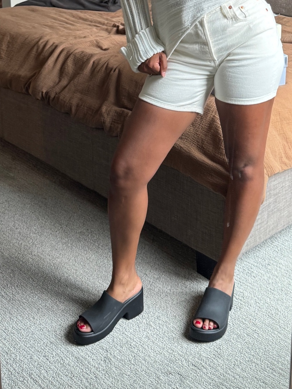 CROCS Black Platform Slide Heels